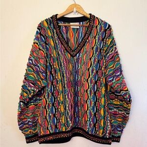 Vintage 90s Coogi Australia Colorful Bright 3D Knit Texture Sweater Mens Size L